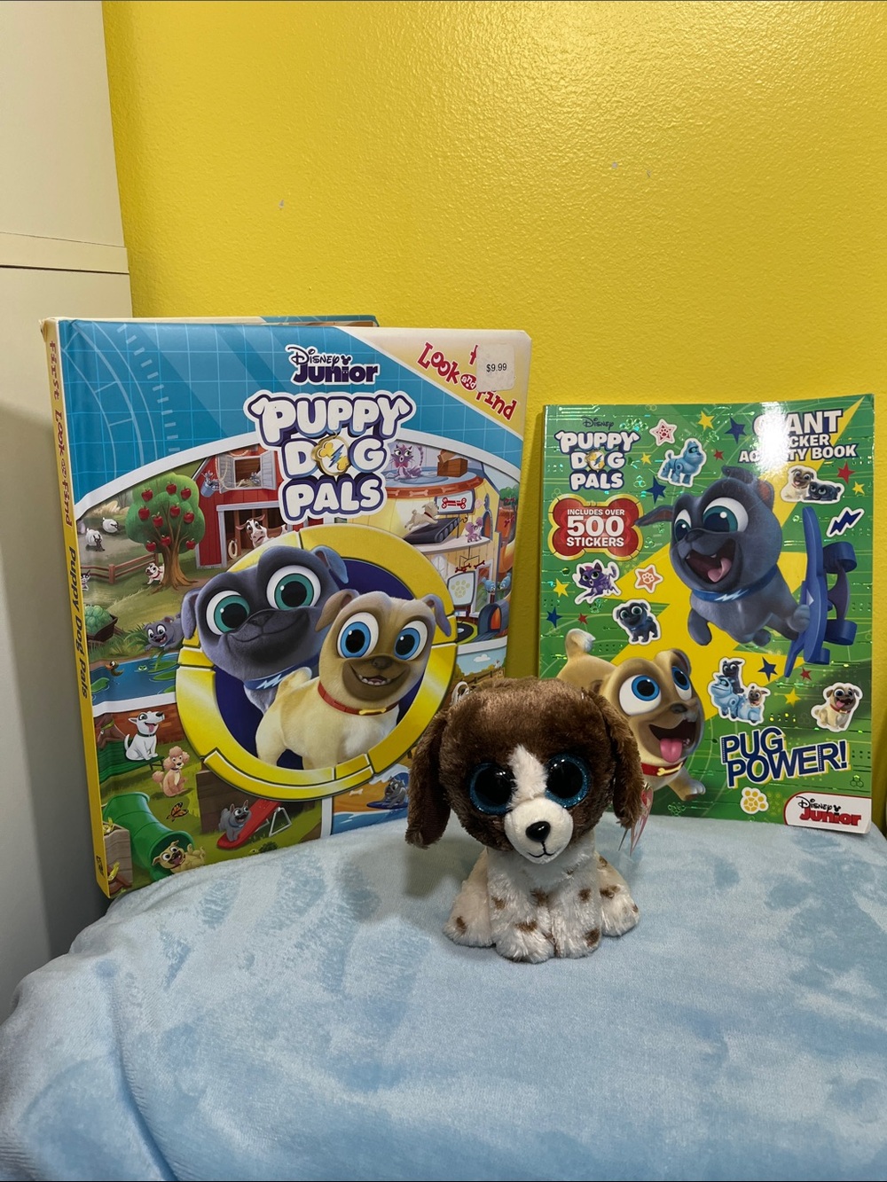 NEW Disney Junior Puppy Dog Pals Book Bundle + TY Muddles Plush | Sticker Book